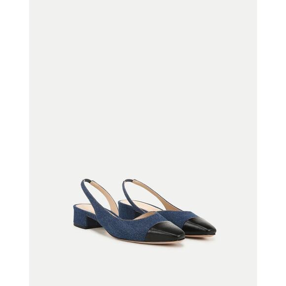 Veronica Beard Shoes - NIB Veronica Beard Cecile Denim Cap-Toe Slingback Sz US 9M Indigo/Black